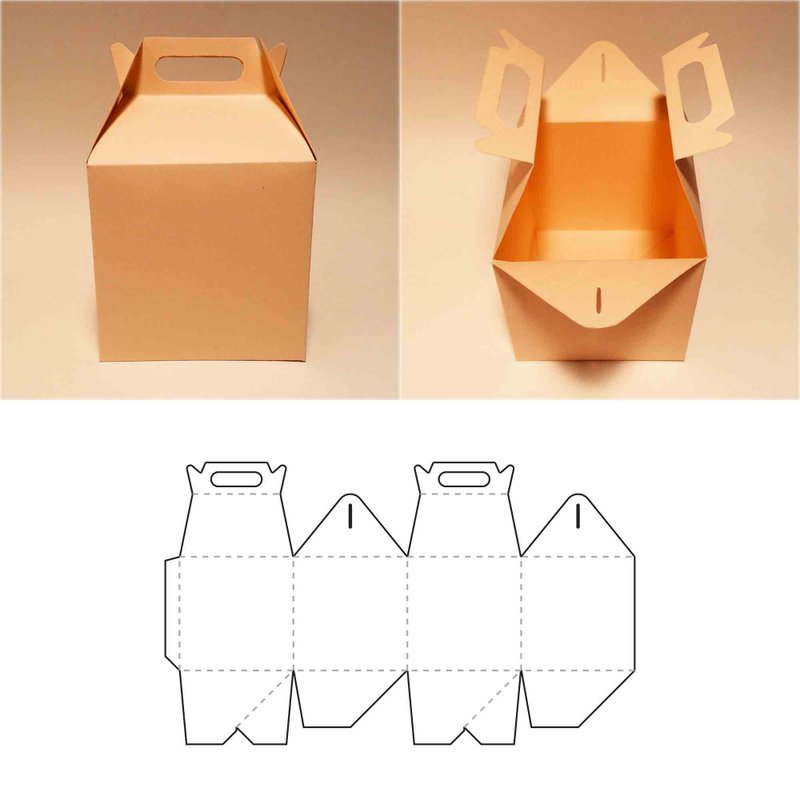 Square box template, gable box, square gift box, gable gift box, classic box, A4 - 圖文模板設計 - 其他材質 