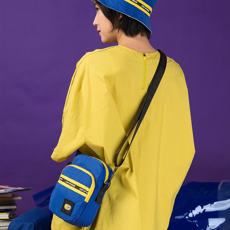 KIITOS LIFE nylon waterproof street ins tide chest bag waist bag side backpack---blue open brain - กระเป๋าแมสเซนเจอร์ - วัสดุกันนำ้ สีน้ำเงิน