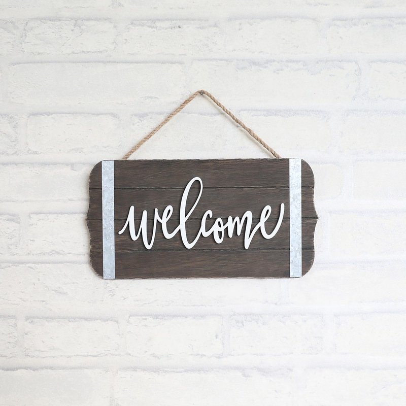 Premium Welcome Sign | Front Door Decor | Outdoor Rustic Hanging | Wood Farmhous - Other - Wood Brown