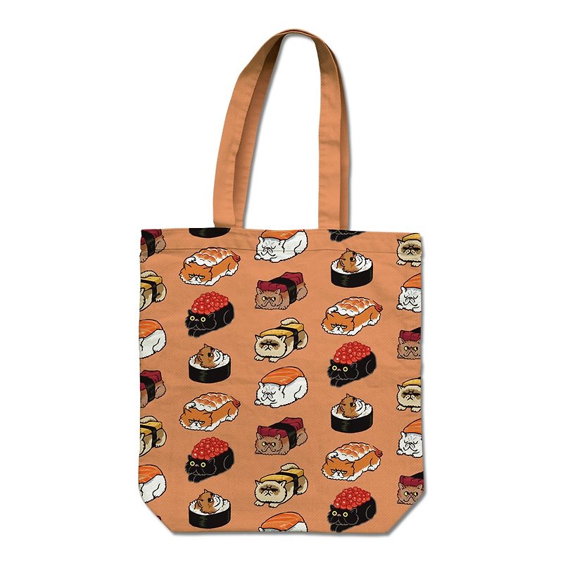 Sushi Cat • Tote Bag - กระเป๋าถือ - ผ้าฝ้าย/ผ้าลินิน หลากหลายสี