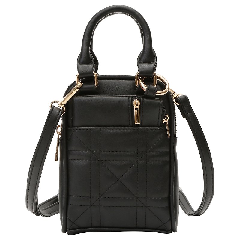 【Clan】Smartphone bag with a shoulder strap - Messenger Bags & Sling Bags - Faux Leather Black