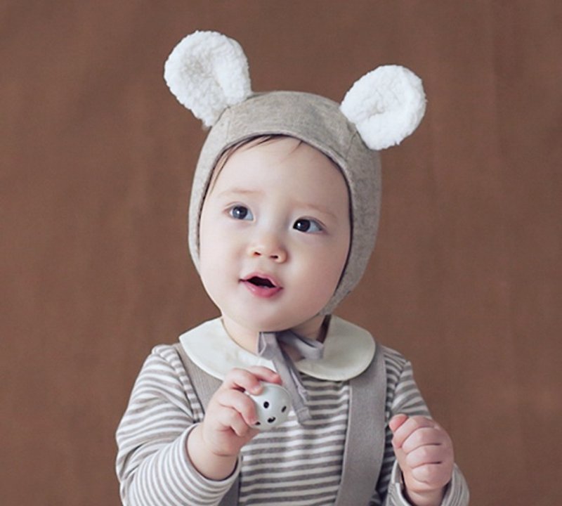 Happy Prince Pento Baby Oral Animal Hat Made in Korea - ผ้ากันเปื้อน - ขนแกะ สีกากี