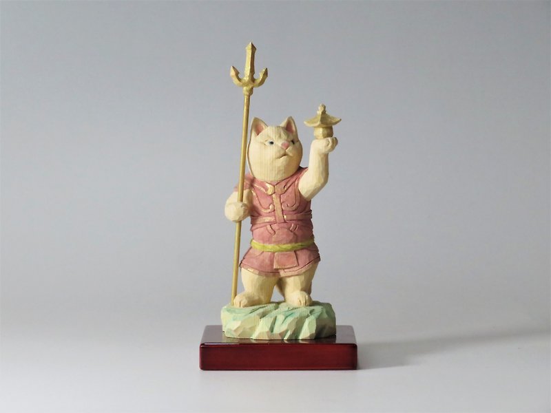 Wood carving cat2202 - Items for Display - Wood Pink