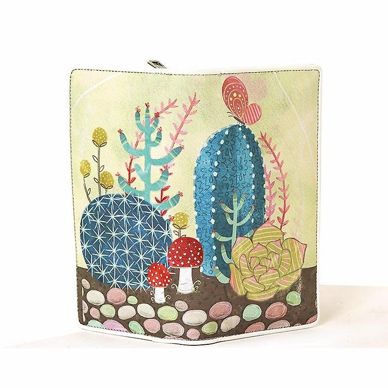Sleepyville Critters - Desert Cactus Bi Fold Zip Around Wallet - กระเป๋าสตางค์ - หนังแท้ ขาว