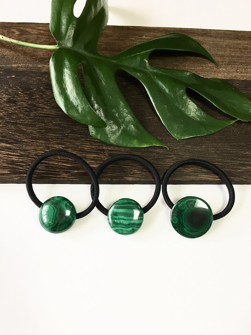 Malachite Hair-tie - Hair Accessories - Semi-Precious Stones Green