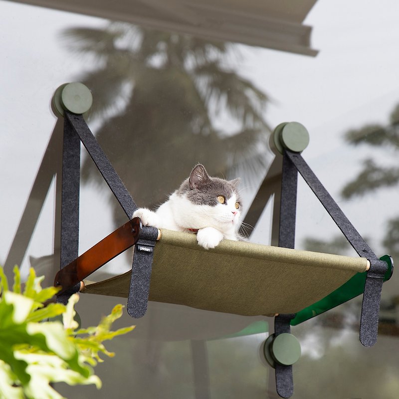 pidan Cat Hammock Window Cat Bed Cat Window Perch Window Seat with Extra Cat Scr - Bedding & Cages - Cotton & Hemp Khaki