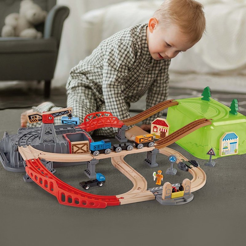 [New Year Gift] German Hape Mining Train Railway Set - ของเล่นเด็ก - ไม้ หลากหลายสี