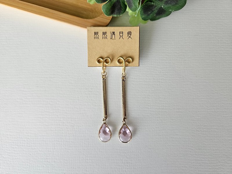 【Yaosi】Pink ~ painless Clip-On, clip-on earrings, ear hooks - Earrings & Clip-ons - Other Materials Pink