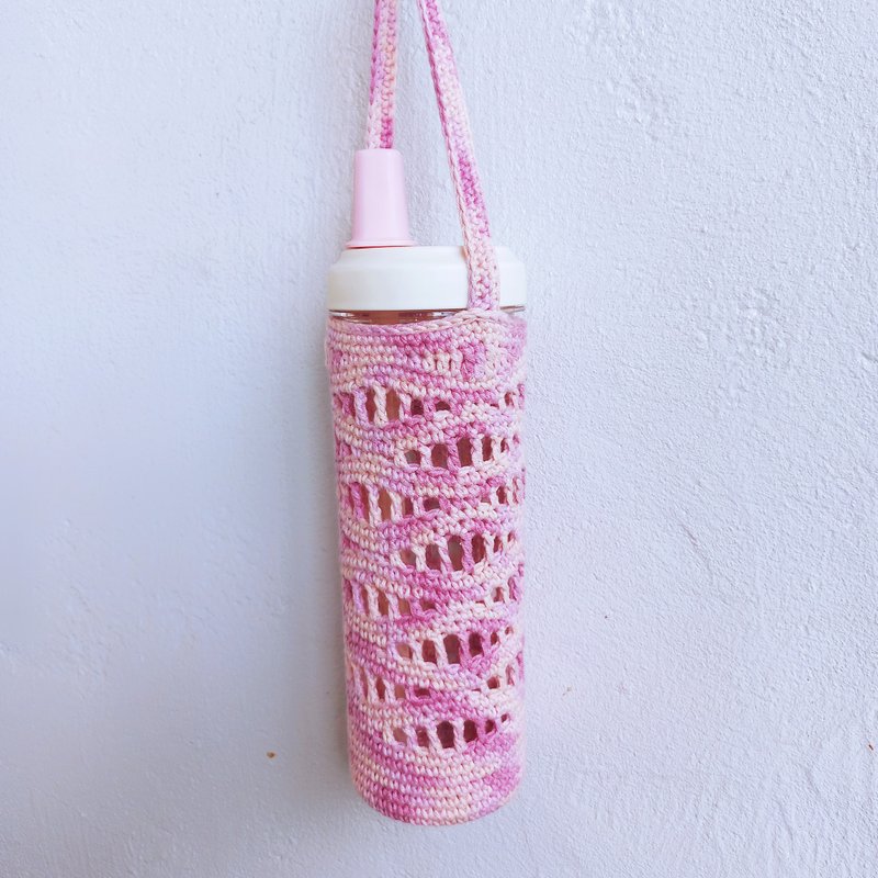 波浪紋編織杯袋 純棉 杯套 飲料袋 杯袋 水壺袋 - 飲料提袋/杯套 - 棉．麻 多色