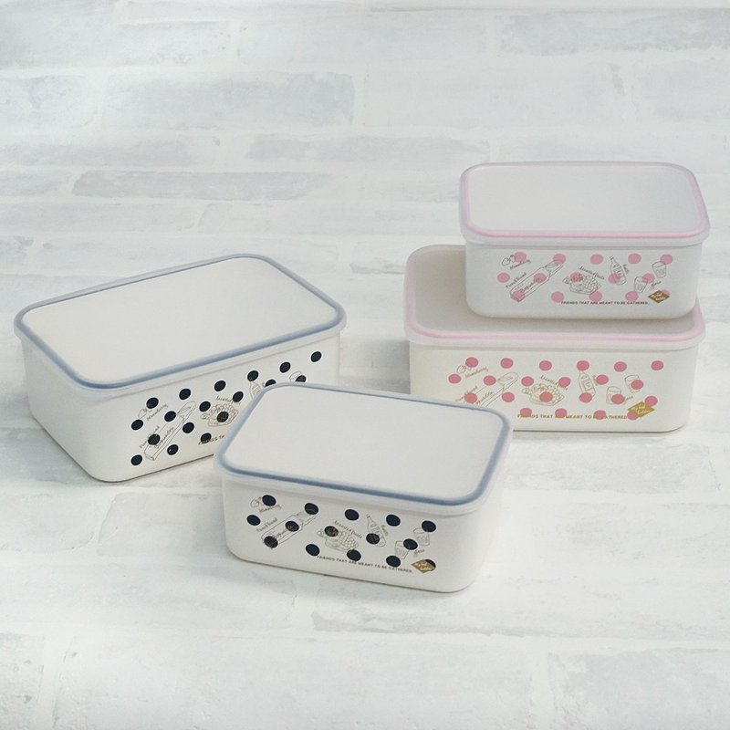 Crony Dots Container L-Size And M-Size 4pcs Set Lunchbox Food Made In Japan - 便當盒/食物袋 - 塑膠 白色