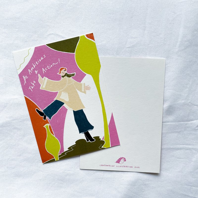 Be ambitious ʘ Take action - Illustrated postcard - Cards & Postcards - Paper Multicolor