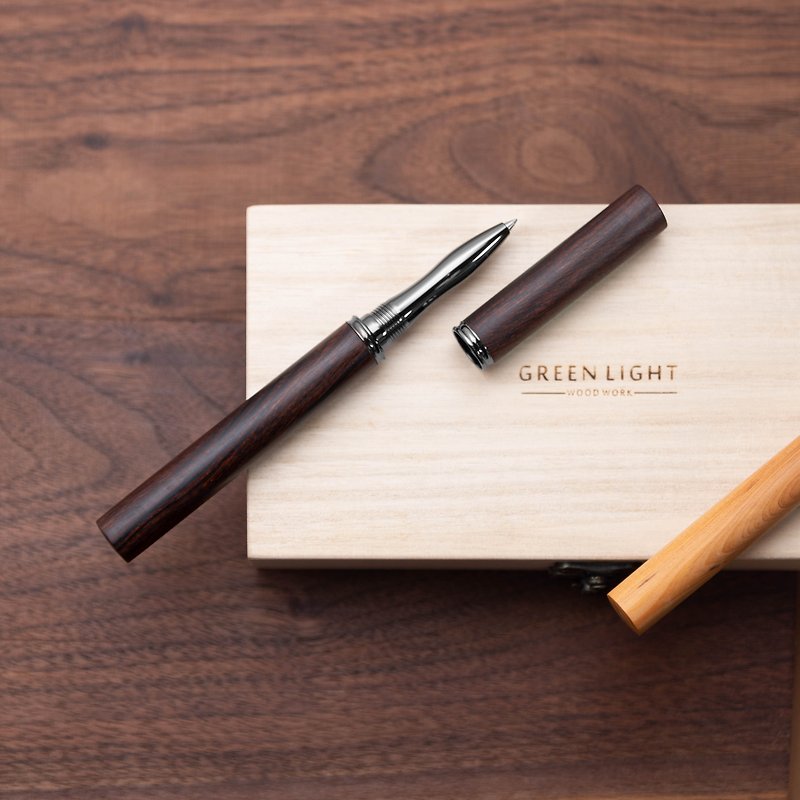 Solid wood end-capped ballpoint pen・Can be laser engraved - Rollerball Pens - Wood Brown