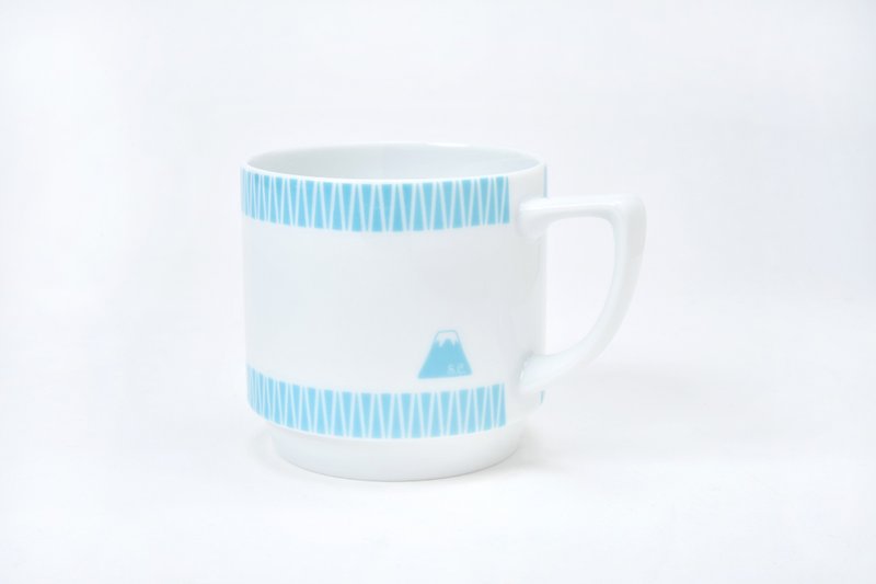 富士山モチーフ　マグカップ　水色 - 咖啡杯 - 陶 藍色