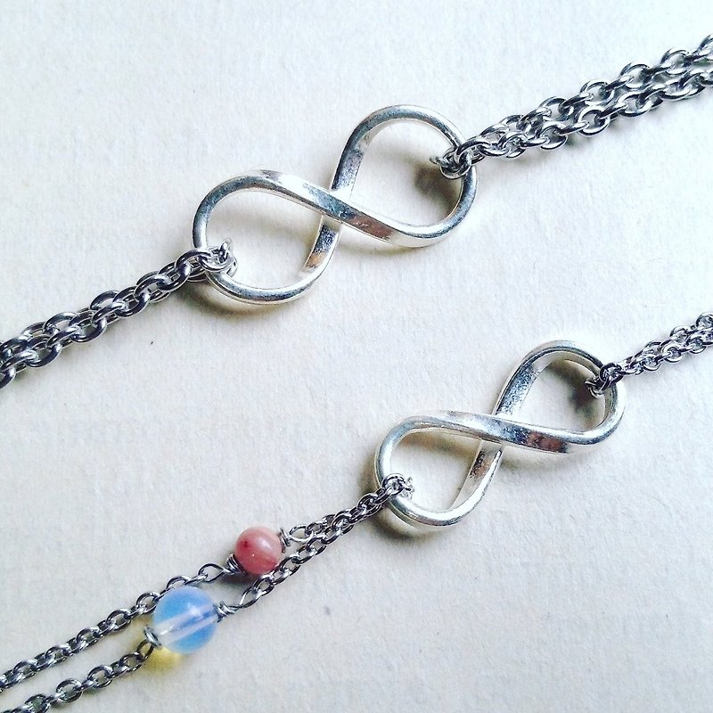【Infinity and eternity】Couple pair chain - Bracelets - Gemstone Silver