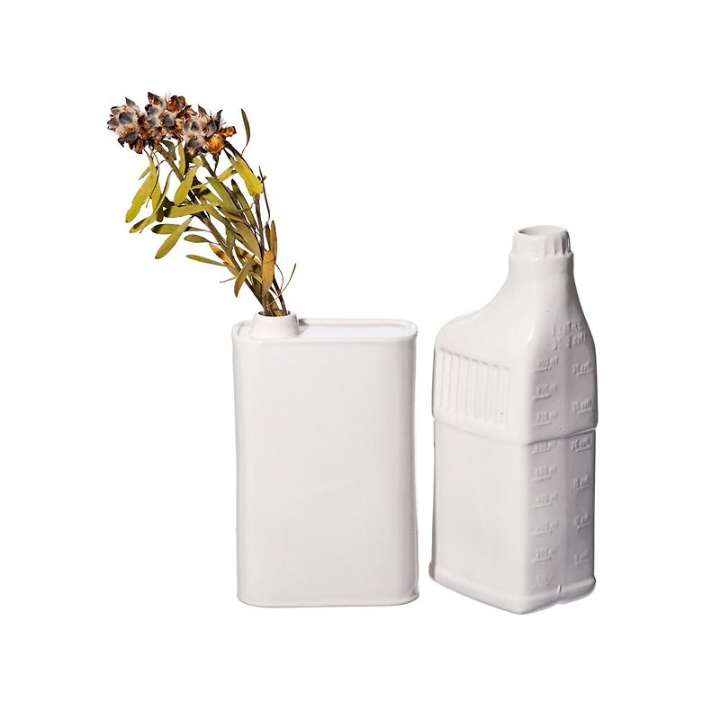 BOTTLE SHAPED FLOWER VASE Tank Shape Porcelain - Pottery & Ceramics - Porcelain White