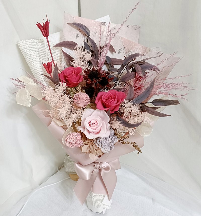 情人節禮物花束永生玫瑰花束 生日告白結婚捧花永生乾燥花畢業謝 - 乾燥花/永生花 - 植物．花 粉紅色