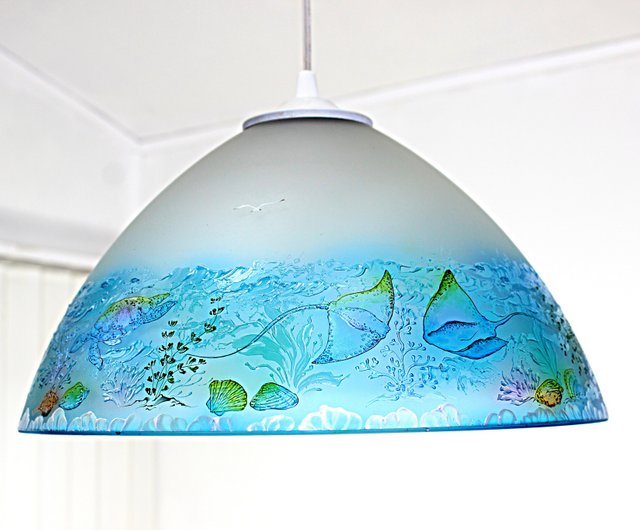 Beach glass deals pendant light