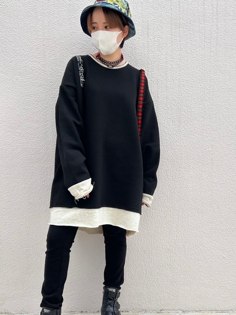 切換套頭衫/黑/F尺寸/hellcatpunks/hcp-po-0015 - 女上衣/長袖上衣 - 棉．麻 黑色