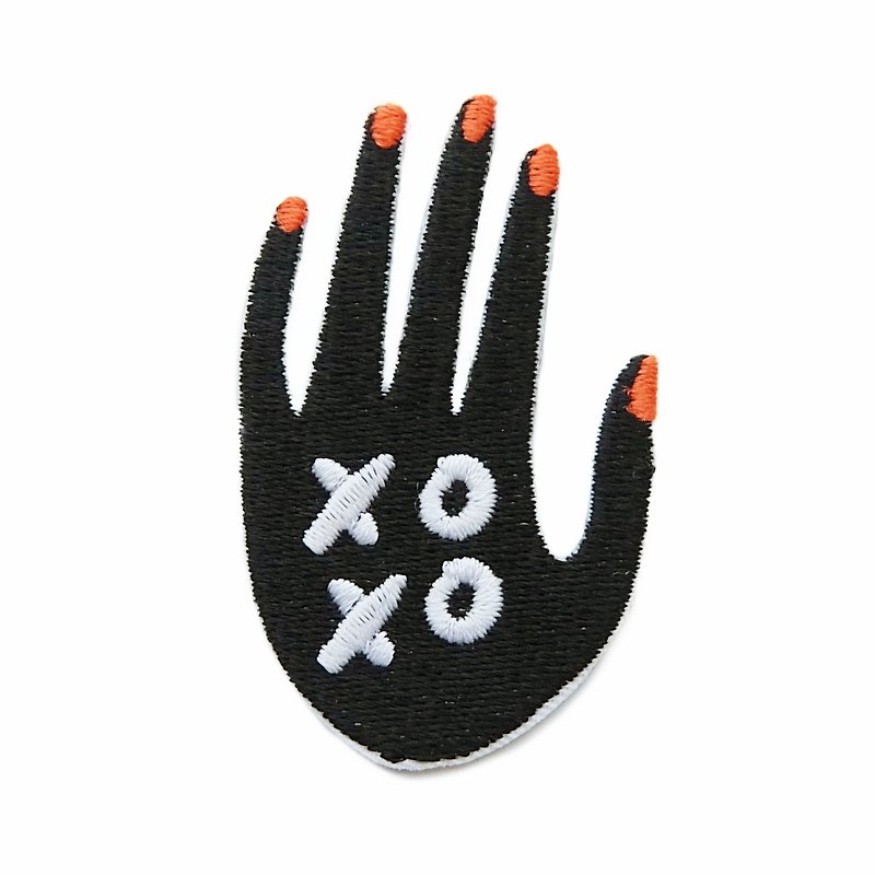 xoxo  - 刺繍パッチ - バッジ・ピンズ - 刺しゅう糸 ブラック