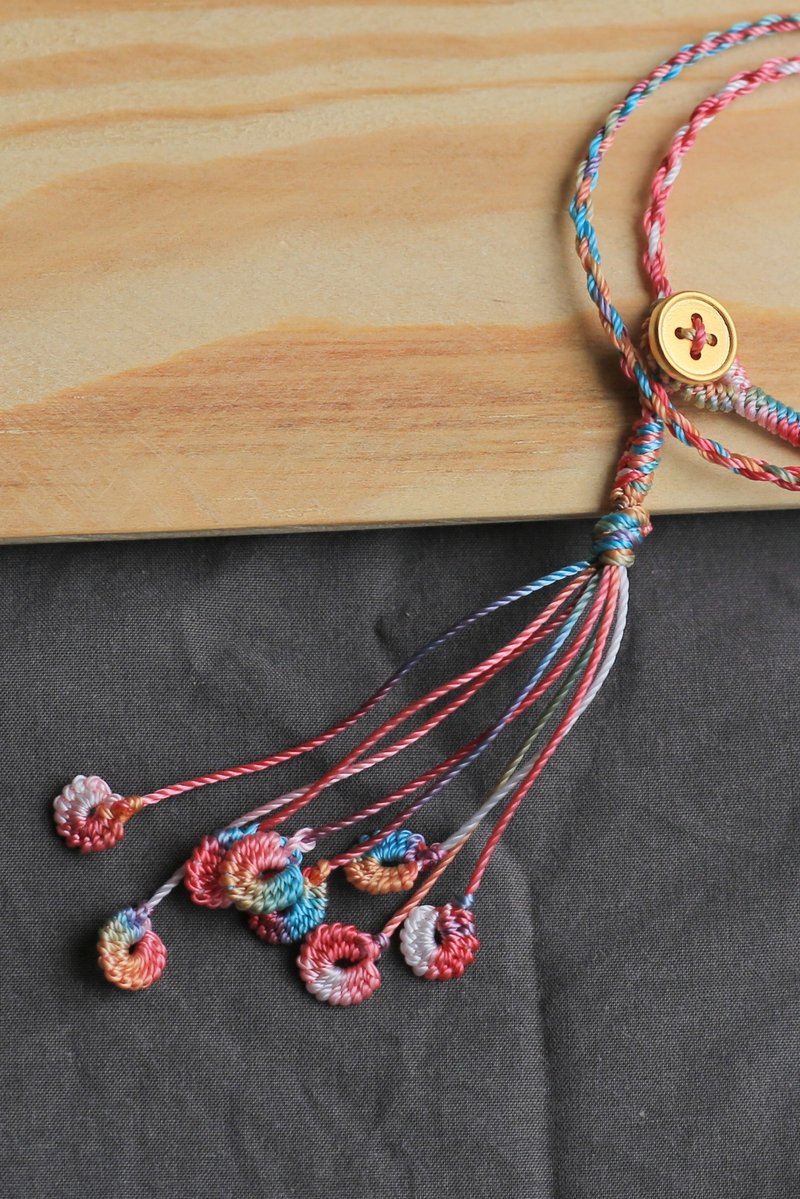 Spring and Autumn Handmade Rope | Phoenix Tail Knot Kumihimo Gold Buckle Double Loop Bracelet | Kumihimo Color Can Be Specified - สร้อยข้อมือ - ผ้าฝ้าย/ผ้าลินิน 