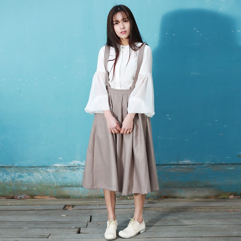 陳庭妮馬春と夏の取り外し可能なストラップドレス韓国ドレス - ワンピース - その他の素材 カーキ