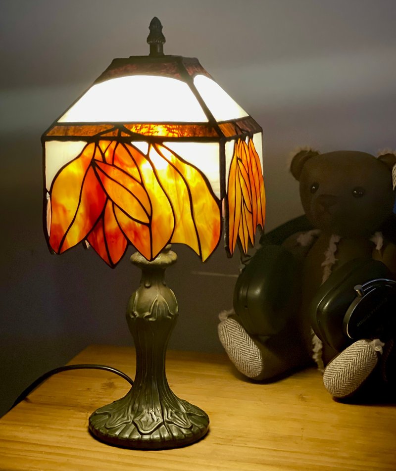 手作りのレトロな象眼細工のガラス テーブル ランプ - 照明・ランプ - ガラス オレンジ