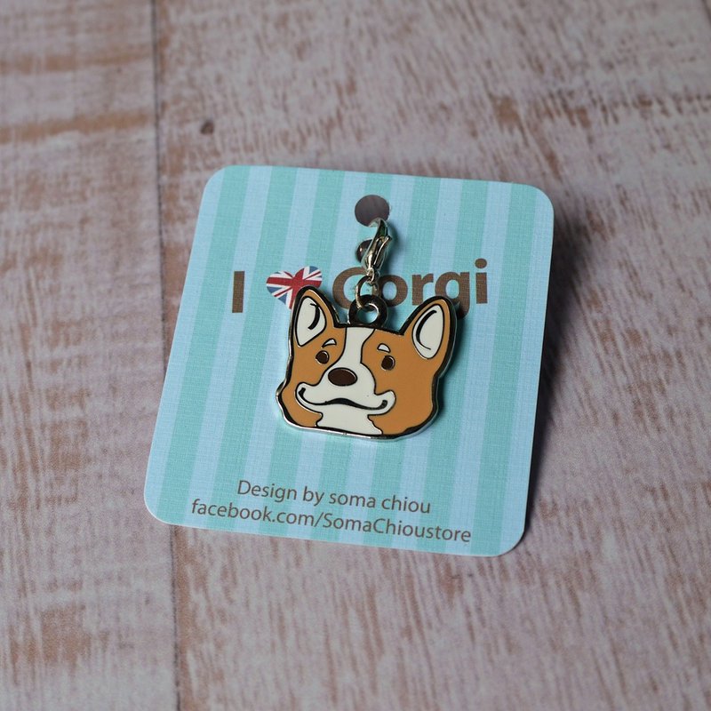 Corgi metal pendant imitation enamel - ที่ห้อยกุญแจ - โลหะ สีส้ม