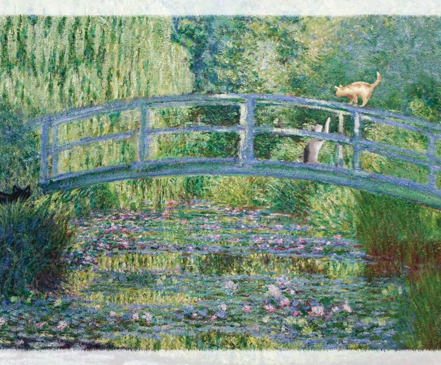 Claude Monet Lily Pond Bridge Art Bag, Arty Cats Bag, Cat Lover Gift