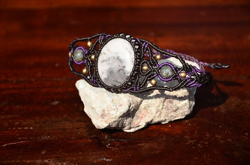 Dendrite Agate Natural Stone Macrame bracelet - Necklaces - Gemstone Silver