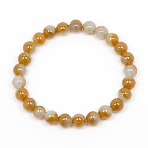 正佳珠寶 Gemsrich Jewelry 【正佳珠寶】翡翠 天然A貨黃翡帶白青底色 6.8-7.3mm 天然A貨翡翠