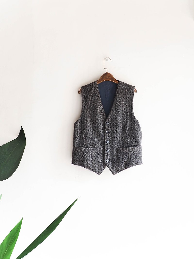 River Water Mountain - Hokkaido youth iron velvet antique wool vest oversize vintage - Women's Vests - Wool Gray