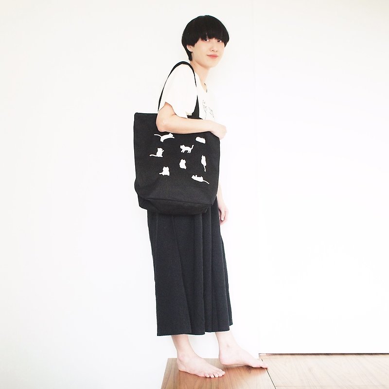 little cats tote bag : black - Handbags & Totes - Cotton & Hemp Black