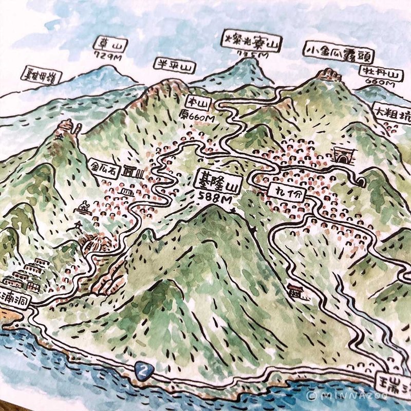 走讀地圖明信片－九份、金瓜石 - 卡片/明信片 - 紙 