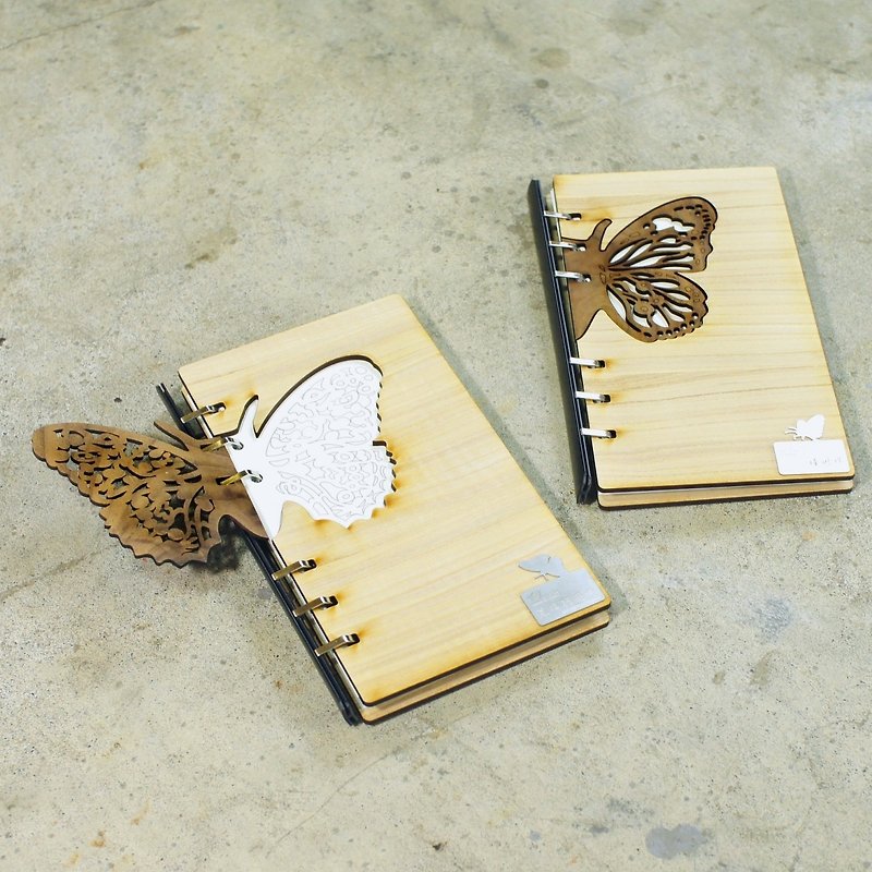 台灣蝴蝶系列-質感手寫本 - 筆記簿/手帳 - 木頭 咖啡色