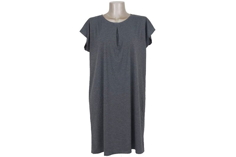 Dolman sleeve dress simple design <gray> - ชุดเดรส - วัสดุอื่นๆ สีเทา