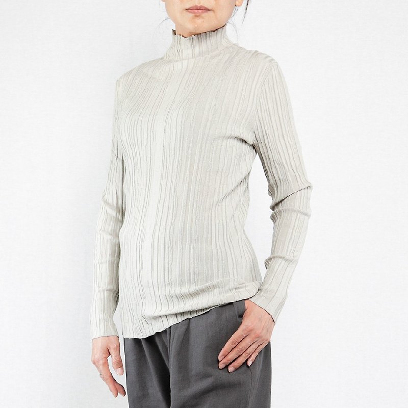 Turtleneck Knitted Straight Top - Women's Tops Pine Gray - Women's Sweaters - Wool 