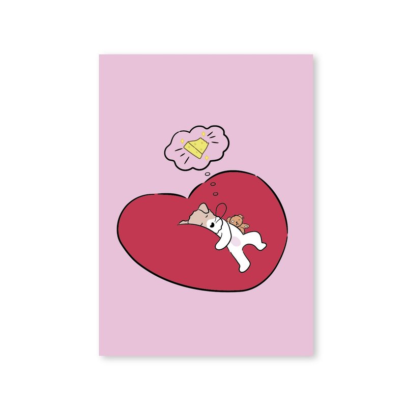 Wirefoxterrier Postcard   Red Heart - การ์ด/โปสการ์ด - กระดาษ ขาว