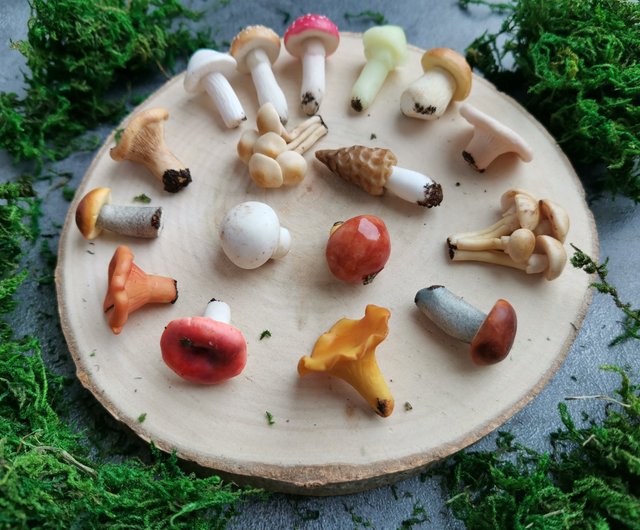 Mushrooms polymer clay for decor of terrarium, fairy garden