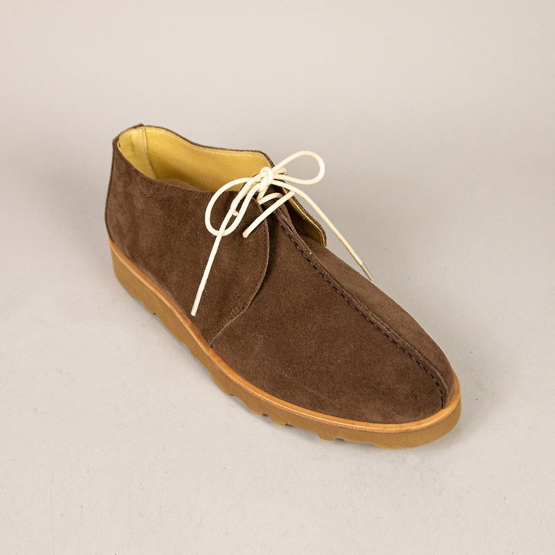 Center seam desert boots for men/dark brown/127E last - รองเท้าลำลองผู้ชาย - หนังแท้ สีนำ้ตาล