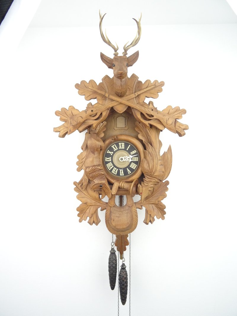 German Vintage Regula Black Forest 8 day Cuckoo Clock Deer Phaesant ...