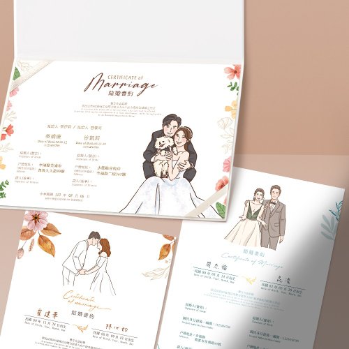 風華喜帖 似顏繪【結婚書約】客製化編輯書約-為您打好資料
