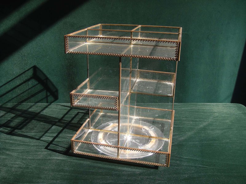 【Old Time OLD-TIME】Early second-hand glass product display rotating display stand *Only sent to the post office - โคมไฟ - วัสดุอื่นๆ 