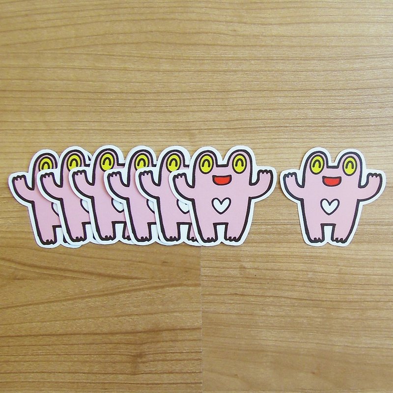 Y planet _ happy Y star man sticker - Stickers - Paper Pink