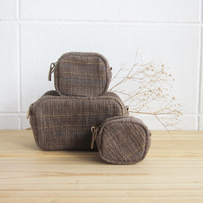 Goody Bag / Three Little tan /SS/S/M Size Brown-Blue Color Cotton - Toiletry Bags & Pouches - Cotton & Hemp Brown