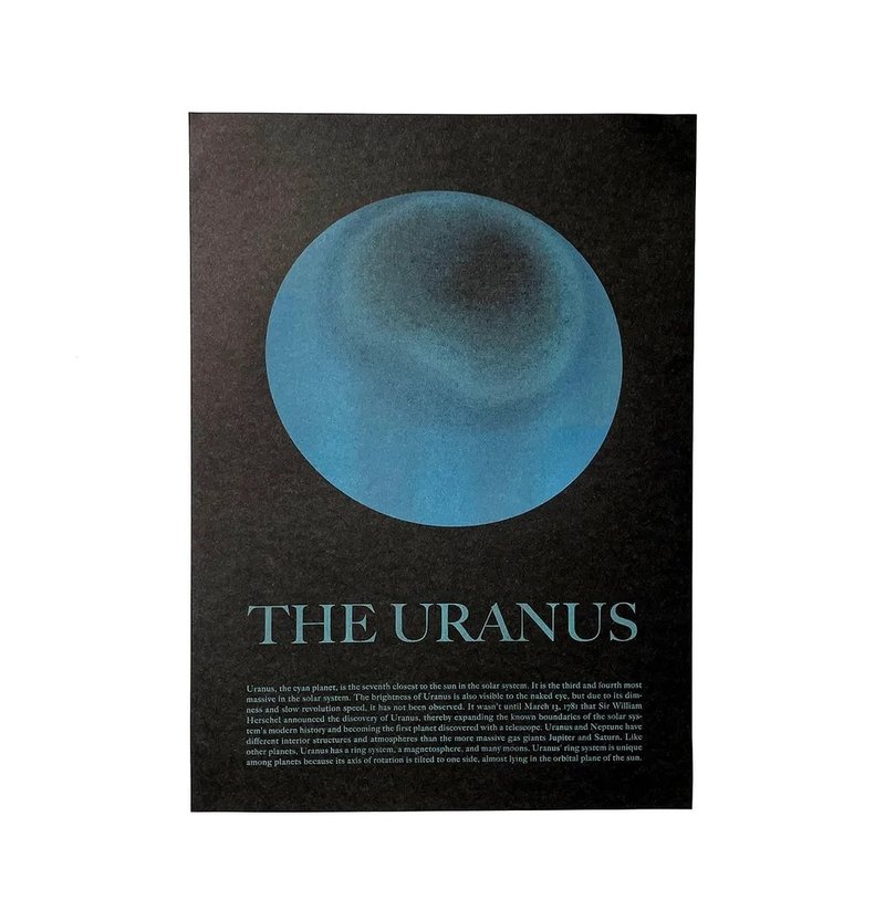 Risograph Museum Poster A3星球系列海報 THE URANUS / 天王星 - 卡片/明信片 - 紙 藍色