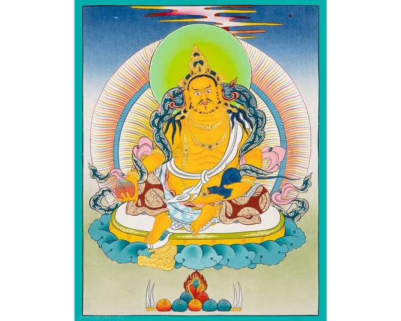 藏傳財寶天王唐卡畫 | 財富之神 - 壁貼/牆壁裝飾 - 其他材質 多色