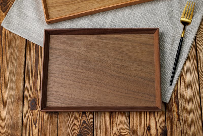 Islandoffer black walnut wood rectangle plate 28*20 (1psc) - ถาดเสิร์ฟ - ไม้ สีทอง