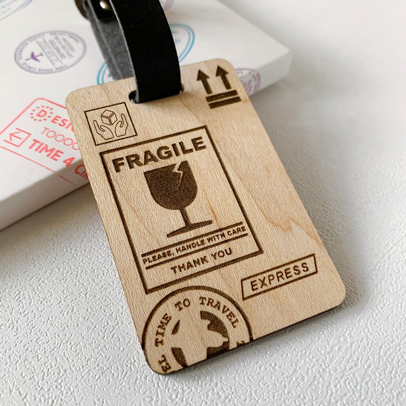 FRAGILE Travel Tags - Luggage Tags - Wood Khaki