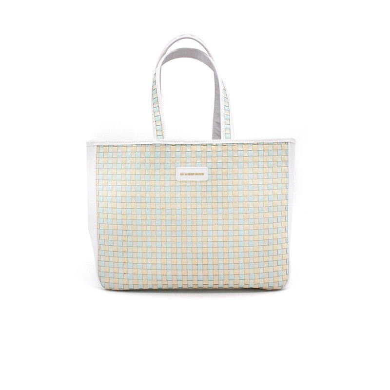 Opal green woven tote bag - กระเป๋าถือ - หนังแท้ สีเขียว