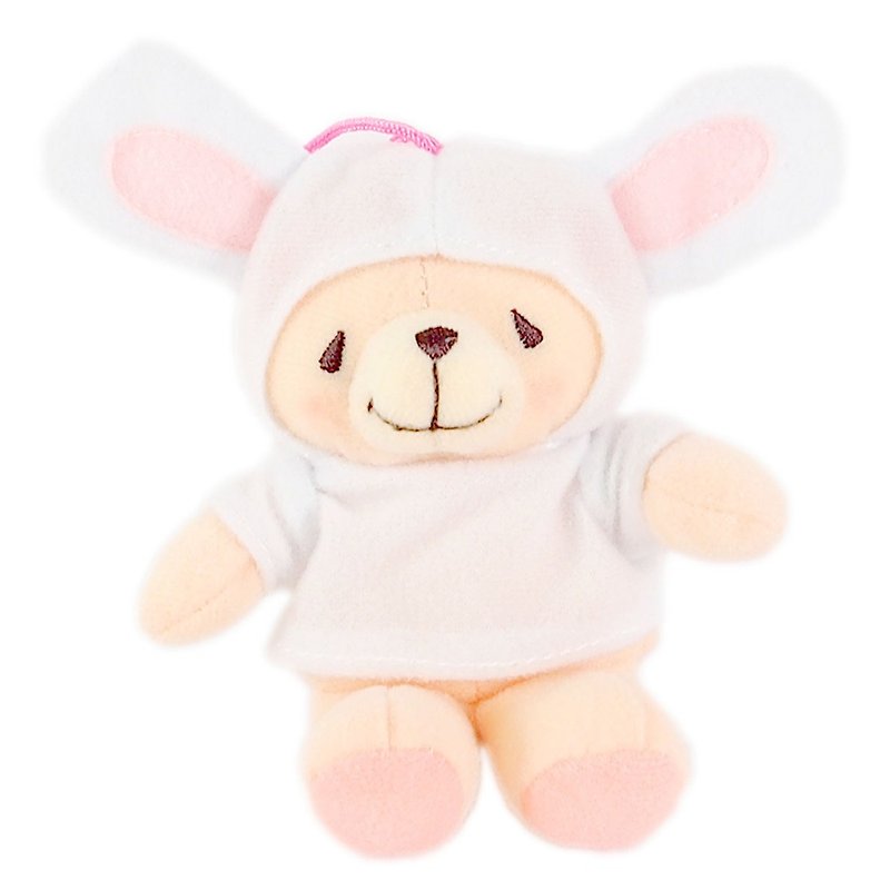3.5 inches/bunny bear fluffy bear [Hallmark-ForeverFriends fluff-cross dress series] - ตุ๊กตา - วัสดุอื่นๆ ขาว